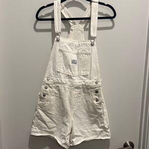 Levi's White Denim Overalls